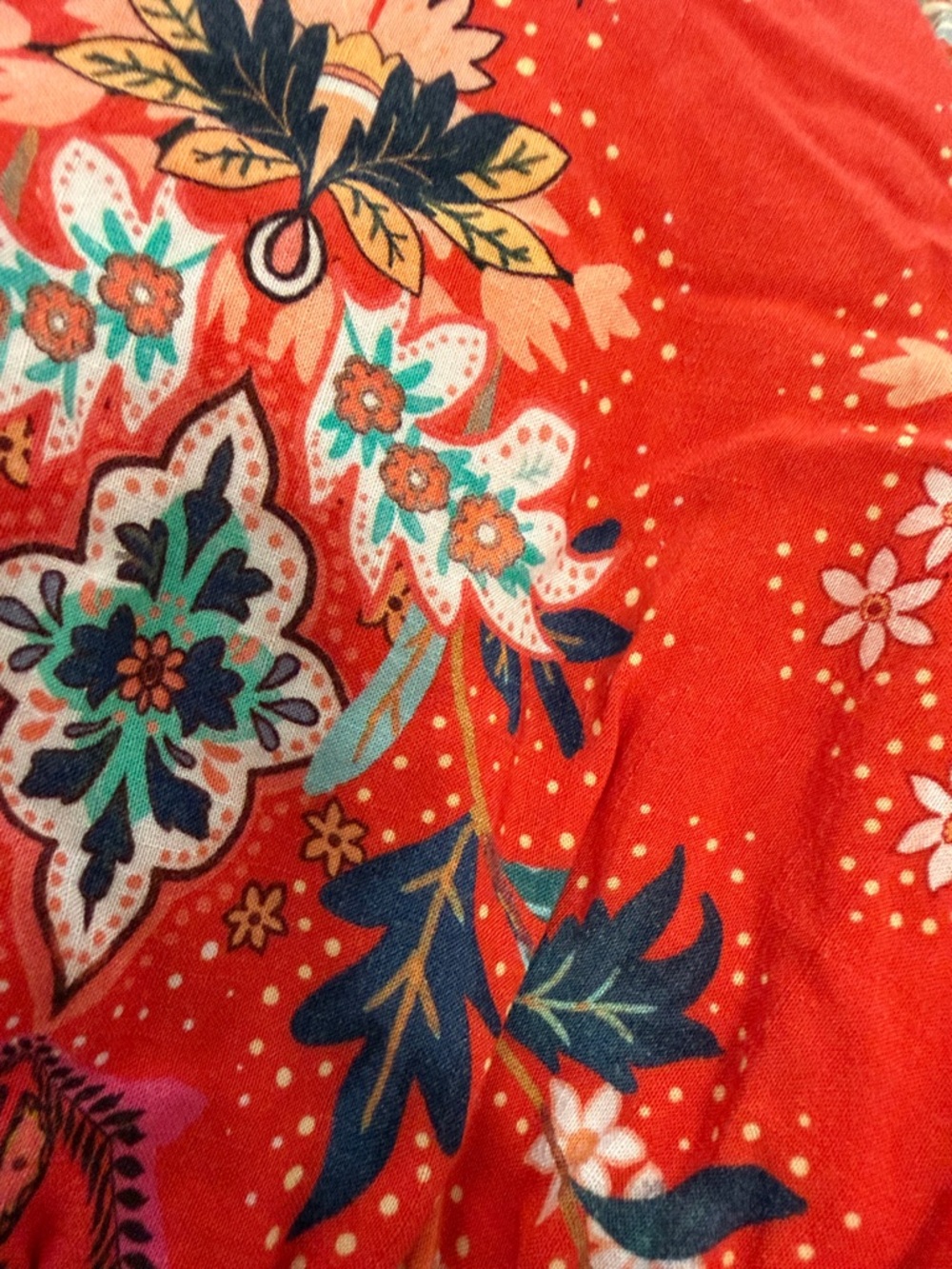 Farm Rio Red Floral V-Neck Ruffled Dress - Picture 4 of 4